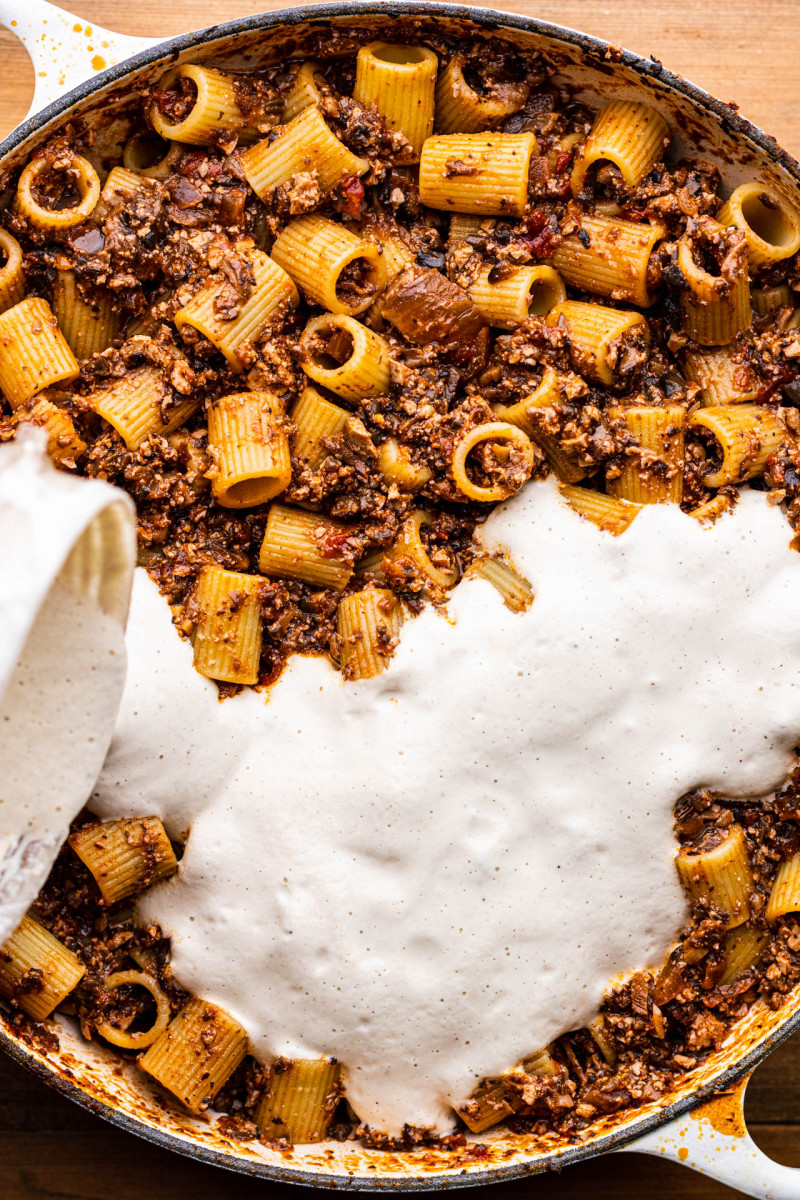 vegan pasta bake assembly