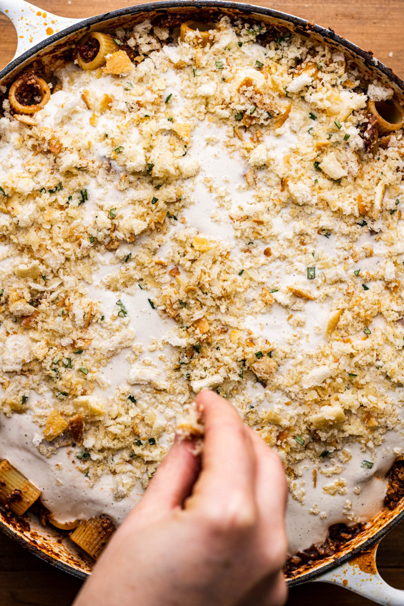 vegan pasta bake topping