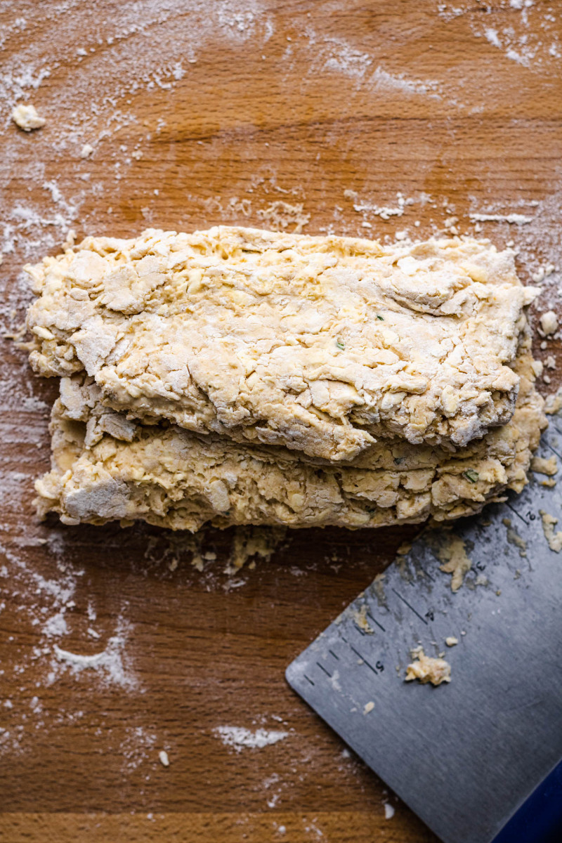 vegan biscuits dough folding