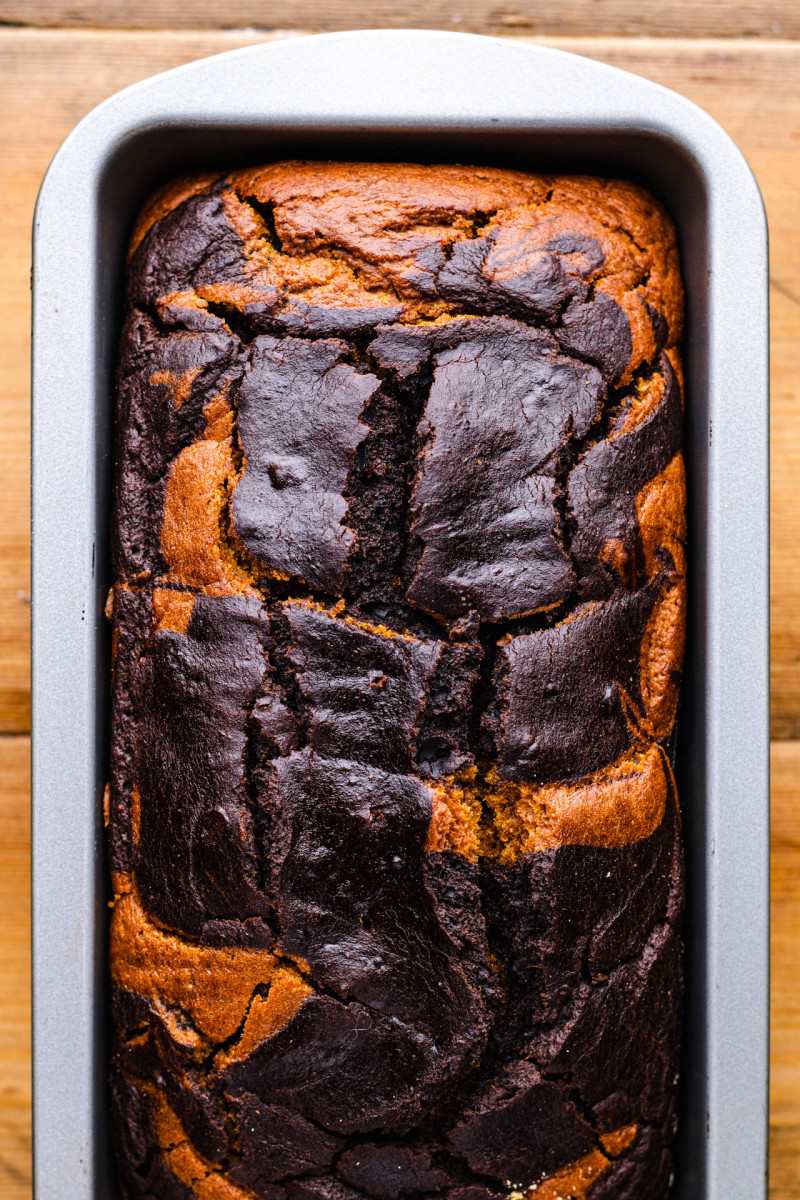 vegan pumpkin marble cake baked