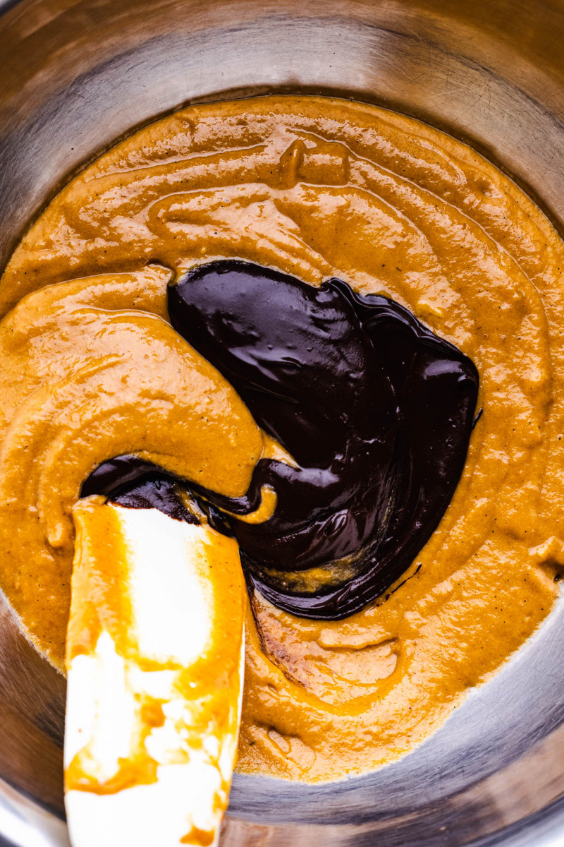 vegan pumpkin marble cake second batter