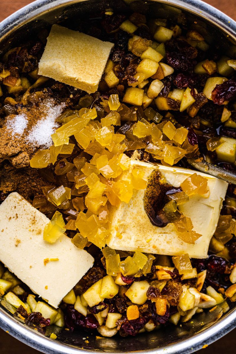 vegan mince pie tart filling before