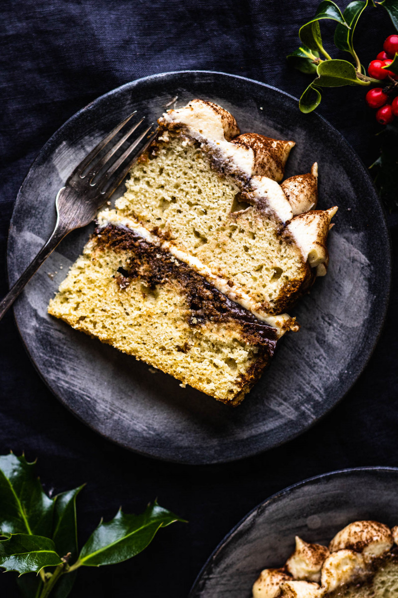 vegan tiramisu cake slice