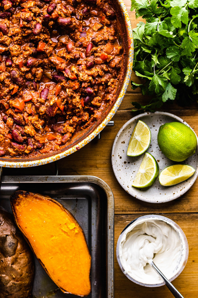 baked sweet potatoes assembly