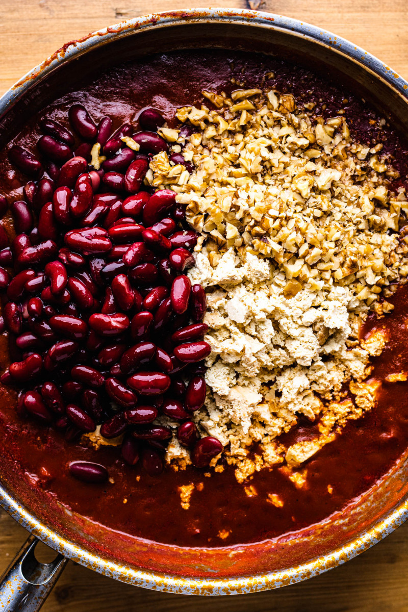 baked sweet potatoes making chilli