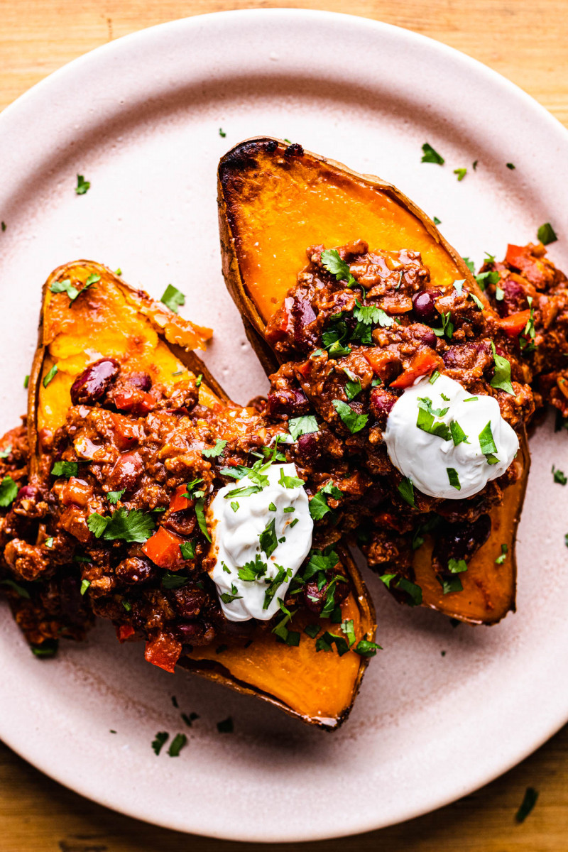 baked sweet potatoes plate