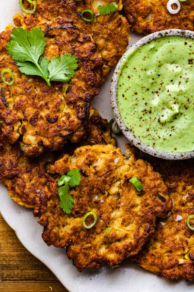 cauliflower fritters platter