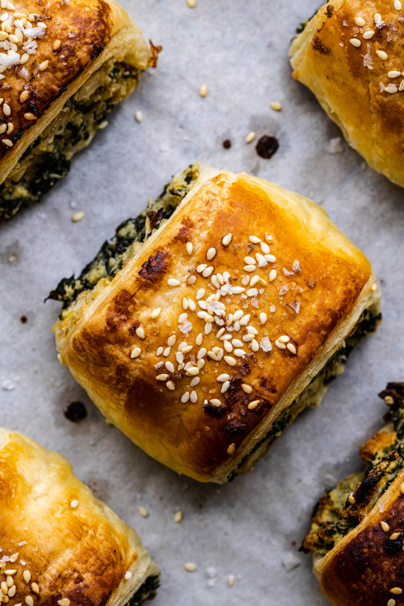 spinach ricotta rolls vegan top down
