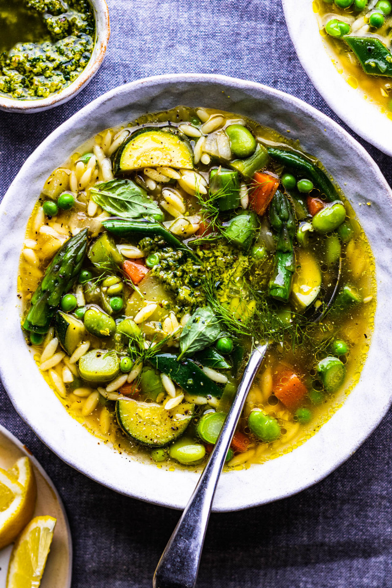 spring minestrone served