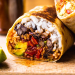 Vegan burrito with chipotle tempeh