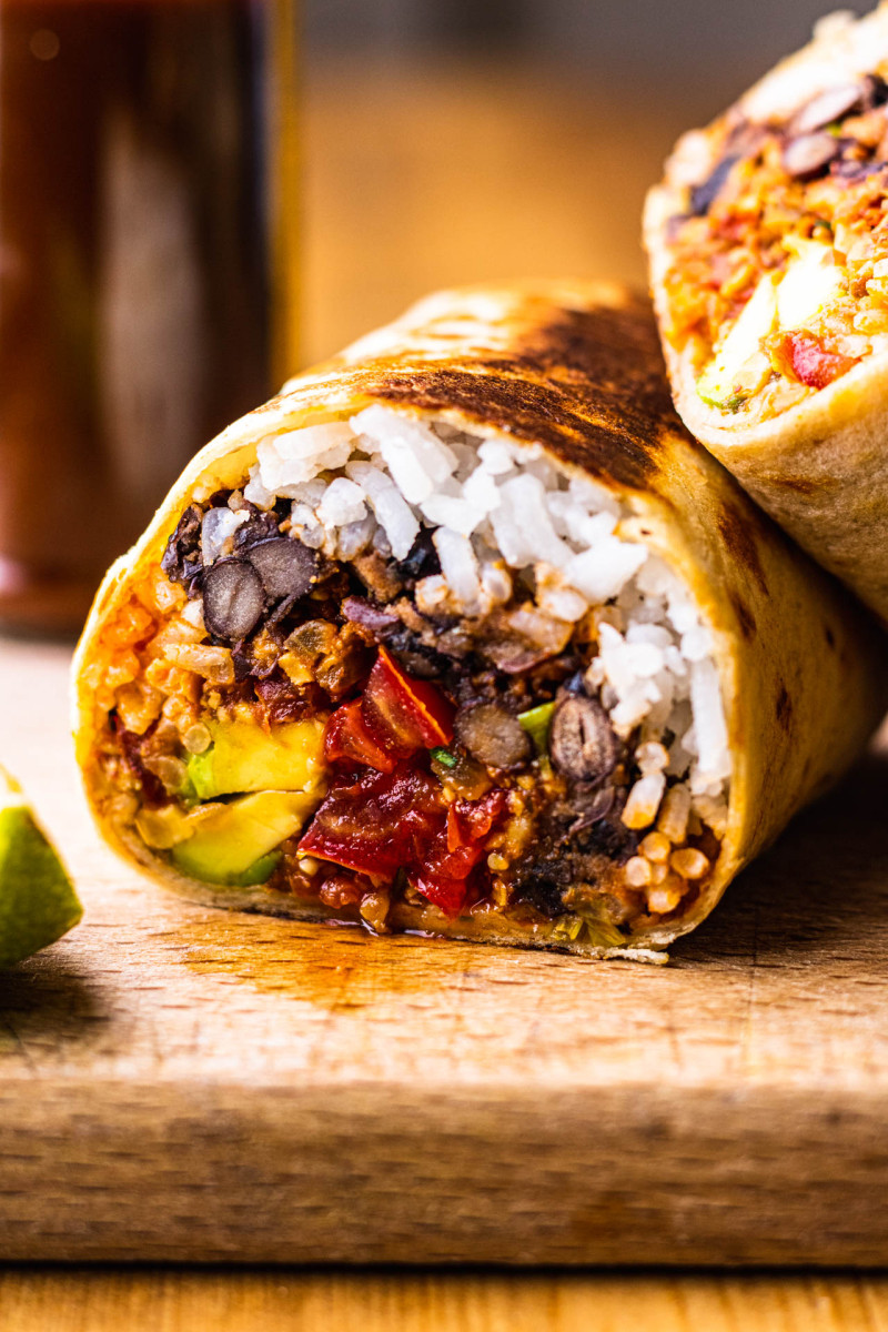 vegan burrito chipotle tempeh portion