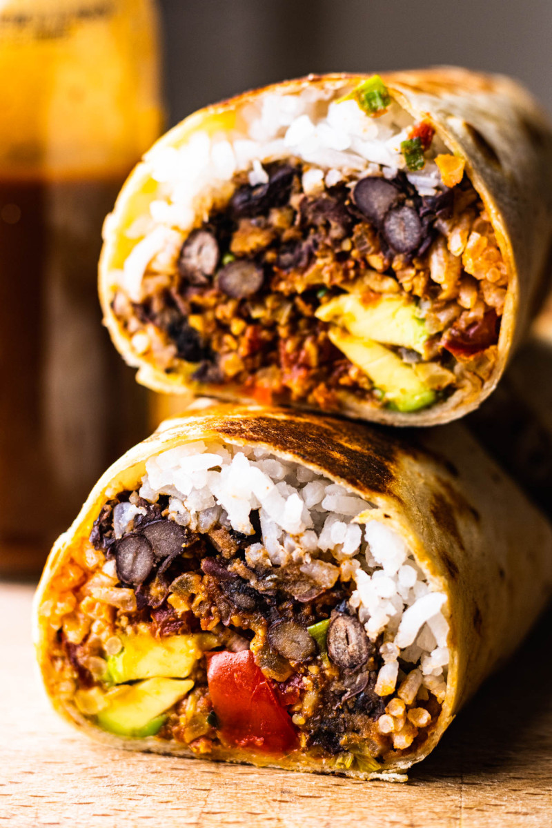 vegan burrito chipotle tempeh stack